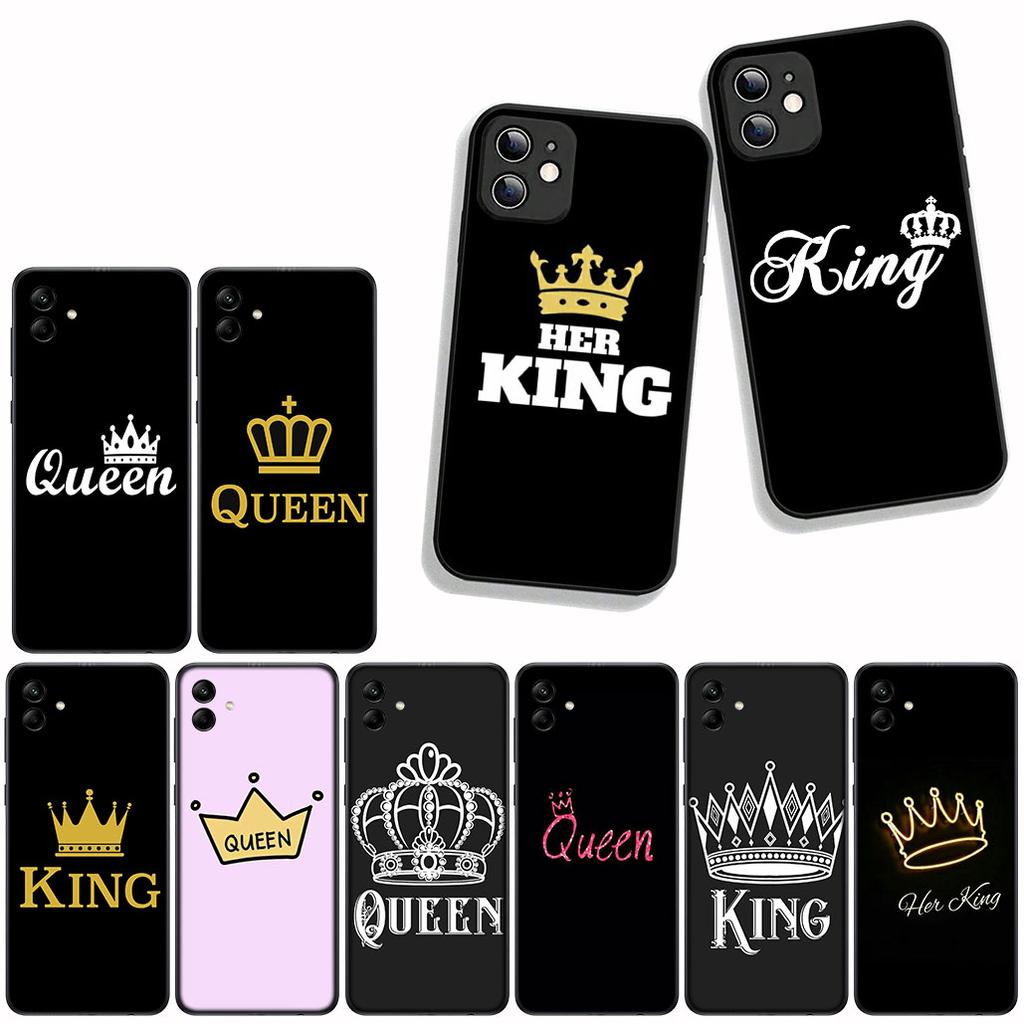 For Samsung Galaxy A55 A54 A25 A36 A17 A26 A35 A33 A34 A14 A37 S8 S9 S20 S21 FE S10 Plus Case Queen King Couple Novelty Fundas