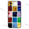 Zestaw Farb Wodnych Paleta Malarska Etui na Telefon Dla Samsung Galaxy A20,21s,22,31,32,52,53,72,73,80,91 Miękki Płynny Silikon Czarna Osłona
