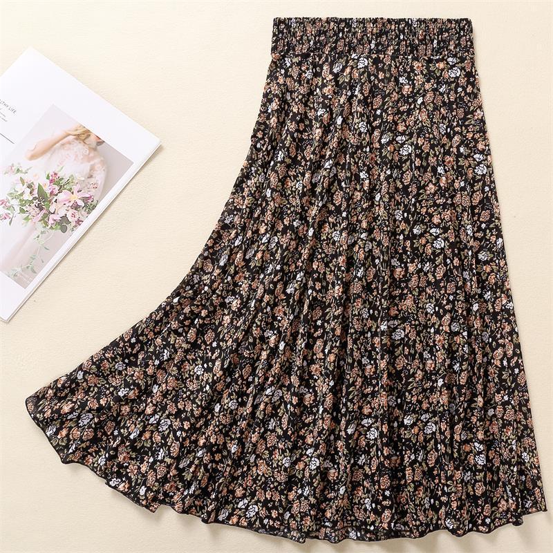 Women's Summer Ice Silk Midi Skirt – 72cm Length, Elegant Dance Style for Middle-aged and Elderly