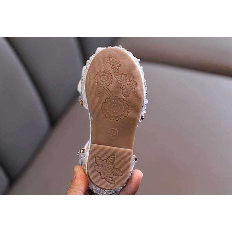Summer New Style Korean Rhinestone Bowknot Girls' Sandals, Princess Shoes, Children's Shoes, Spring Style Girls' Leather Shoes, Trendy