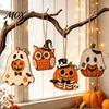 Cute Pumpkin Hanging Decorations Vintage Halloween Wooden Ornaments, Rustic Owl Ghost Farmhouse Seasonal Party Ornaments Tree Decoration with Rope for