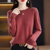 GMXIA Autumn Winter Loose Foreign Air Soft Waxy Chunky Crew Neck Pullover with A Sweater On The Outside