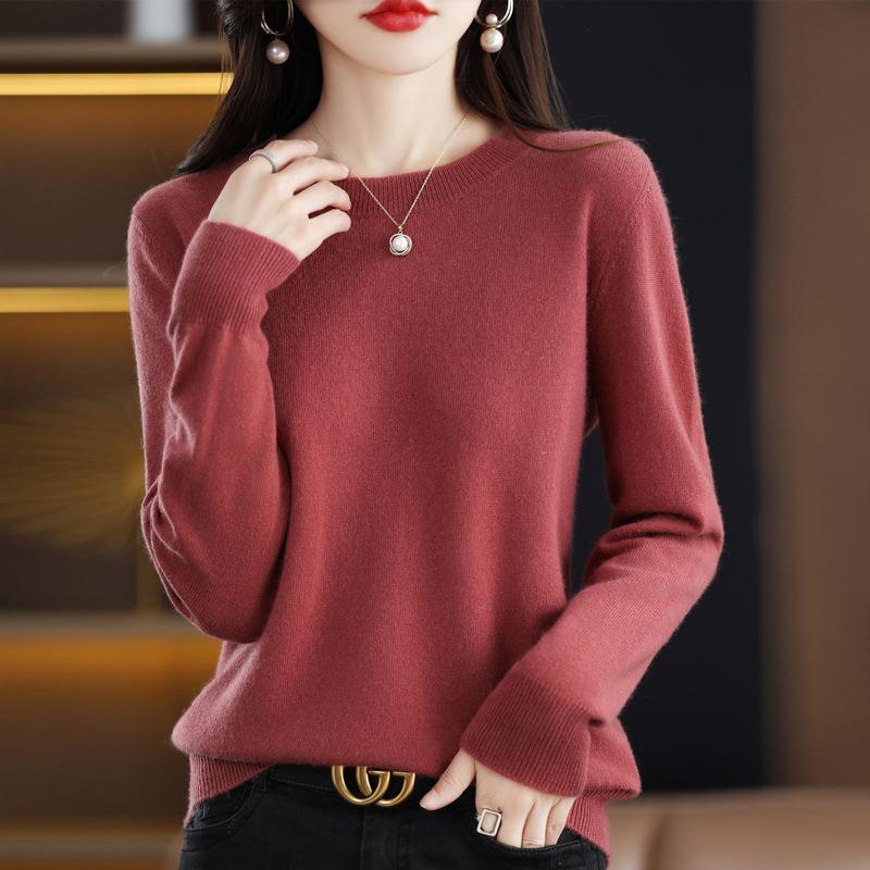 GMXIA Autumn Winter Loose Foreign Air Soft Waxy Chunky Crew Neck Pullover with A Sweater On The Outside