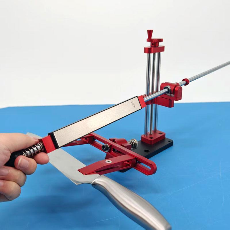 Red Aluminium Alloy Fixed Knife Sharpener Professional Woodwork Grinding System Rotation Adjustment Angle Sharpening Stone