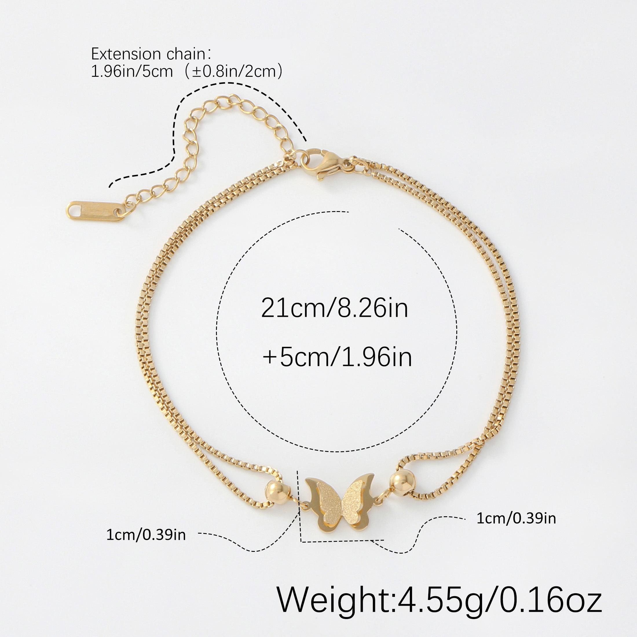 Stainless Steel Anklet Frosted Butterfly Box Chain 1pc Hypoallergenic Women s Suitable for Daily Vacation золотой