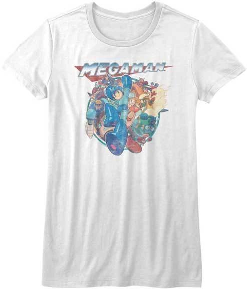 Mega Man Mega Friends Collage Capcom Video Game Women s Fitted T Shirt M