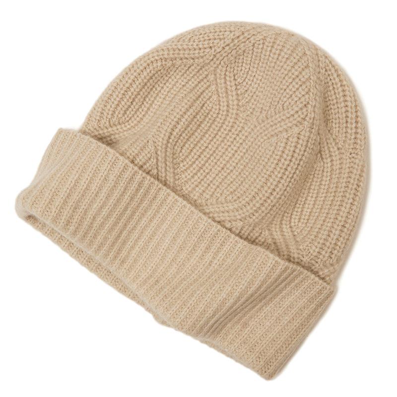 Unisex 100% Pure Cashmere Hat - Stylish Knitted Cold-Weather Essential for Autumn and Winter