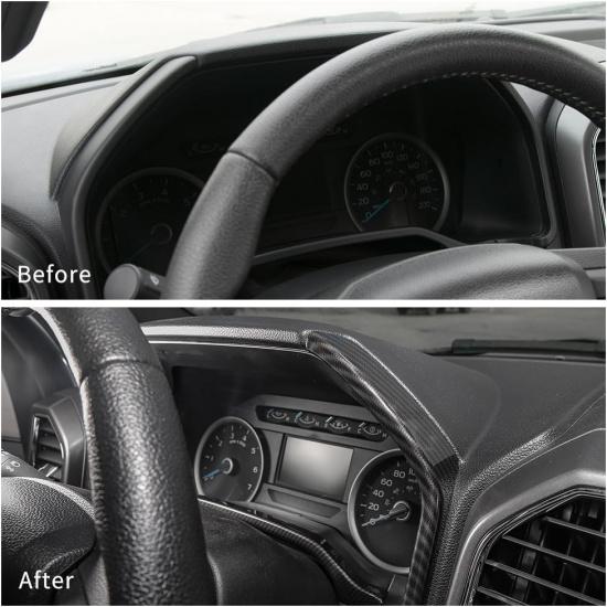 Voodonala Carbon Fiber Grain Dashboard Trim for 2015-2020 Ford F150 F250 F350 Super Duty