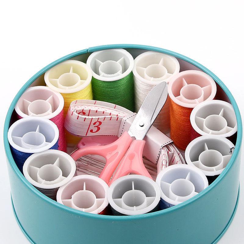 Home General Merchandise Wrought Iron Nordic Style Sewing Box, Round Needle and Thread Set, Sewing Tool Sewing Kit