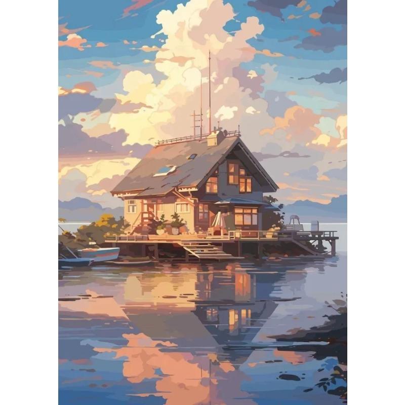 Aestheticism Anime Scenes Posters Sakura Tram Train Ocean View Prints Canvas Printing Wall Landscape Art Picture for Home Decor