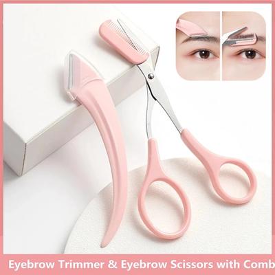 3Pcs/Set Eye Brow Trimmer New Eyebrow Comb Scissors Makeup Tool Beauty Hair Removal With Comb Face Shaver