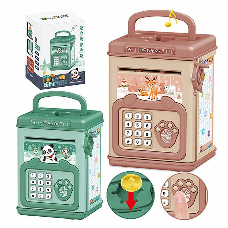 Money Box With Fingerprint Piggy Bank Atm Savings Box For Coins Cash Safe Large Coin Bank Password Lock For Children