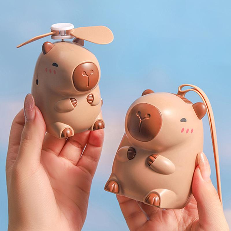 Neck Strap Capybara Hanging Neck Fan Small Size Usb Charging Handheld Fan Cartoon Air Cooler Cooling Fan Outdoor