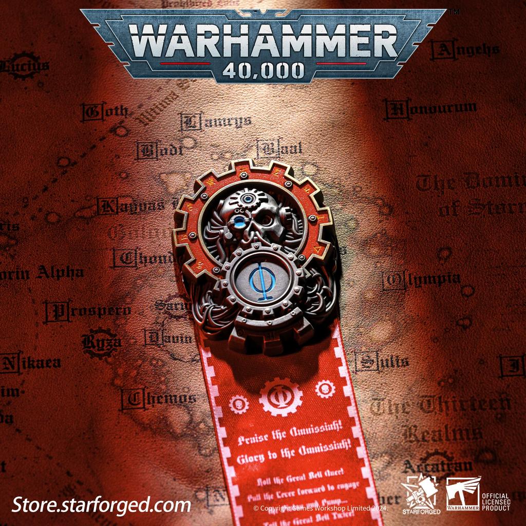 Starforged Star Casting, Spilla Periferica Warhammer 40K Ciondolo Collezione Gruppo di Battaglia Emblema della Religione del Dio Meccanico