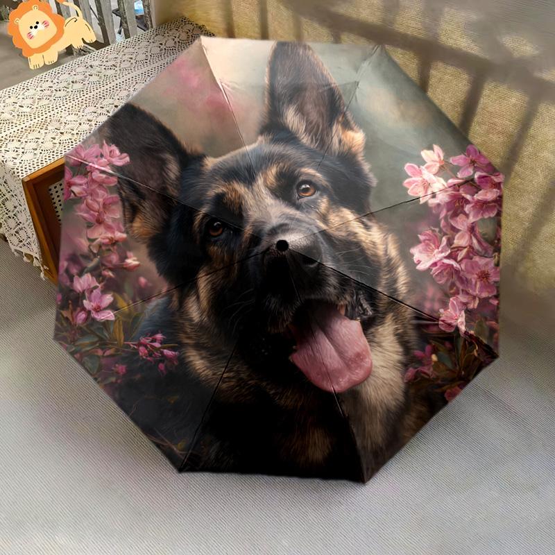 1 PC Automatic Folding Umbrella - German Shepherd Pattern, Portable & Foldable Design with 8 Ribs, Christmas Birthday Gifts