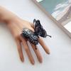 1 Large Black Butterfly Ring Female Dark Department Gothic Style Exaggerated Personality Fashion Accessories Ring Can Be Adjuste