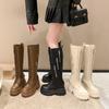 Modă Femei Tocuri Groase Motocicletă Cizme Lungi Iarnă Nouă 11CM Cizme Masive de Echitație Piele PU Cizme Cavaler Femei Fermoar Până la Genunchi Botas