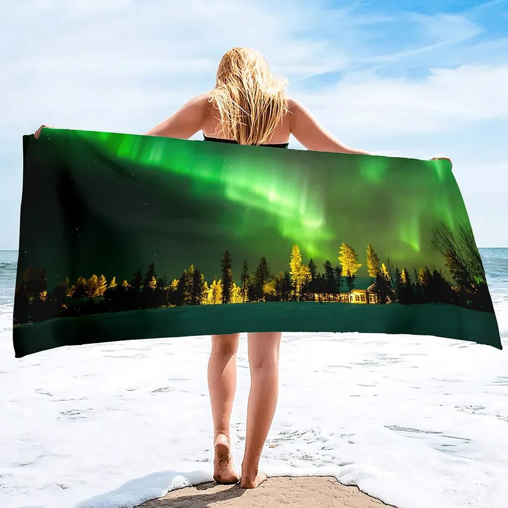 Aurora Swimming Pool Towels for Adult, Absorbent Sand Free Lightweight Beach Towels Microfiber Beach Towel Oversized for Beach