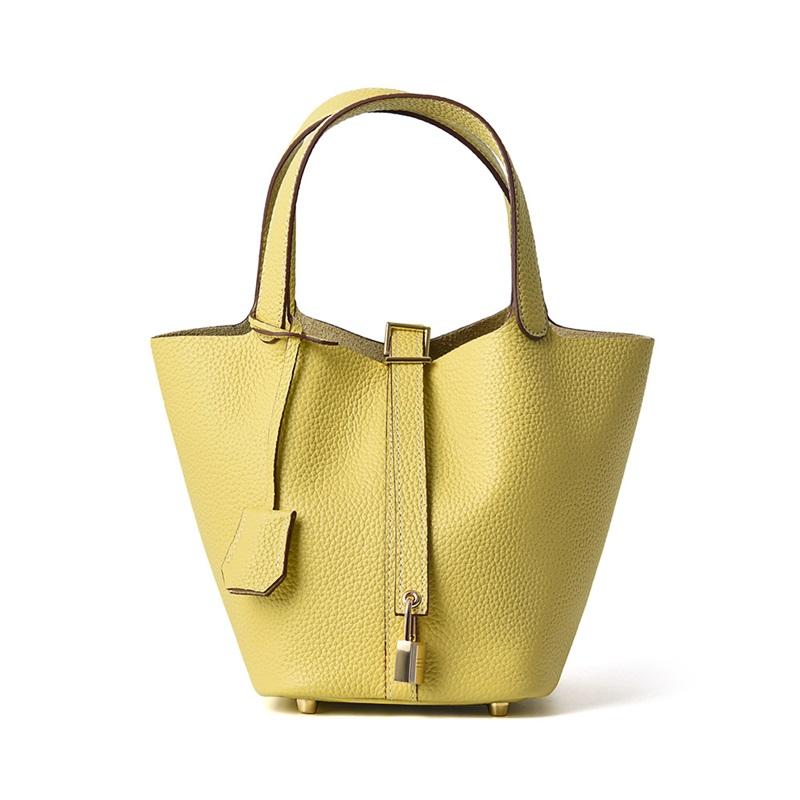 

Сумка-ведро из кожи высокого класса, большая вместимость, сумка-мессенджер, женская сумка-овощная корзина, сумка для мамы, свадебная сумка 17*18*18CM жёлтый