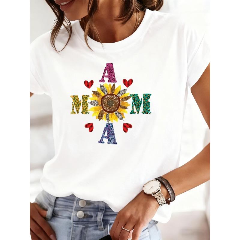 White Sunflower Mom T-Shirt for Women, Comfortable Colors Graphic Tee, Perfect for Gifts and Everyday Use, Ideal for Office, Dates, S белый