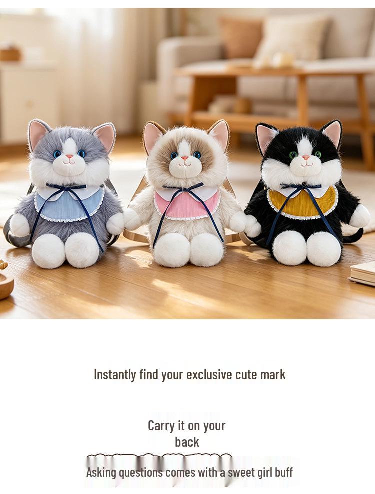 Running Simulation Cat Doll Plush Backpack - Birthday Gift for Girls