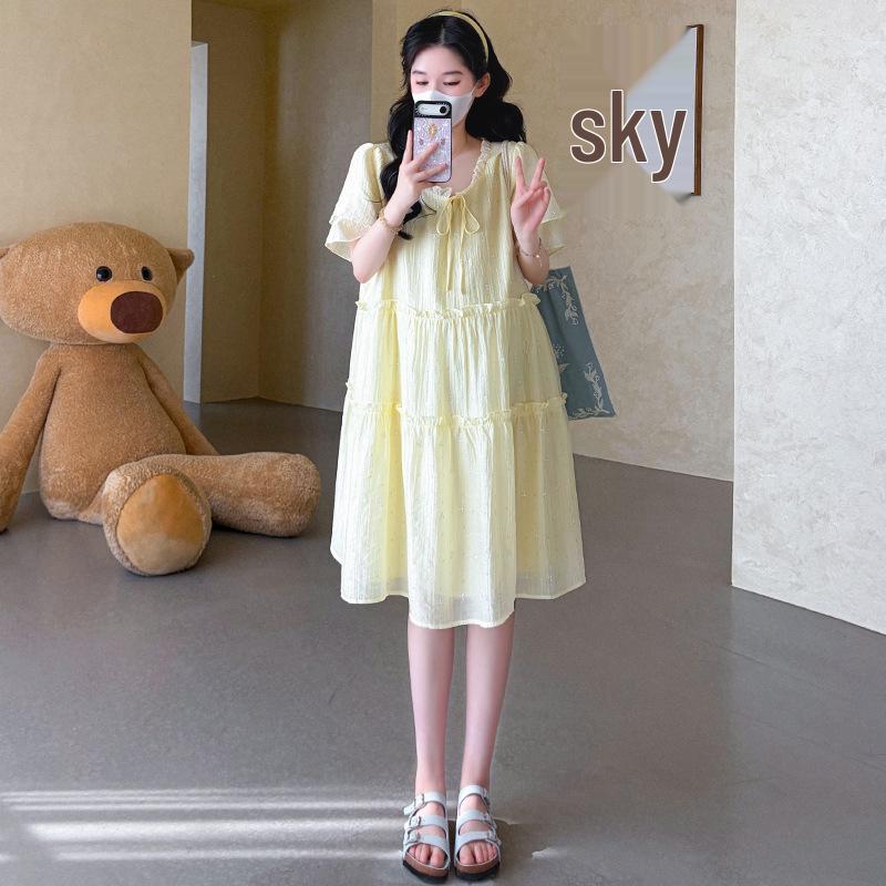 Chic Summer Maternity Dress: Trendy, Age-Reducing, Plus Size, Slimming & Loose Fit for Expecting Moms 2XL