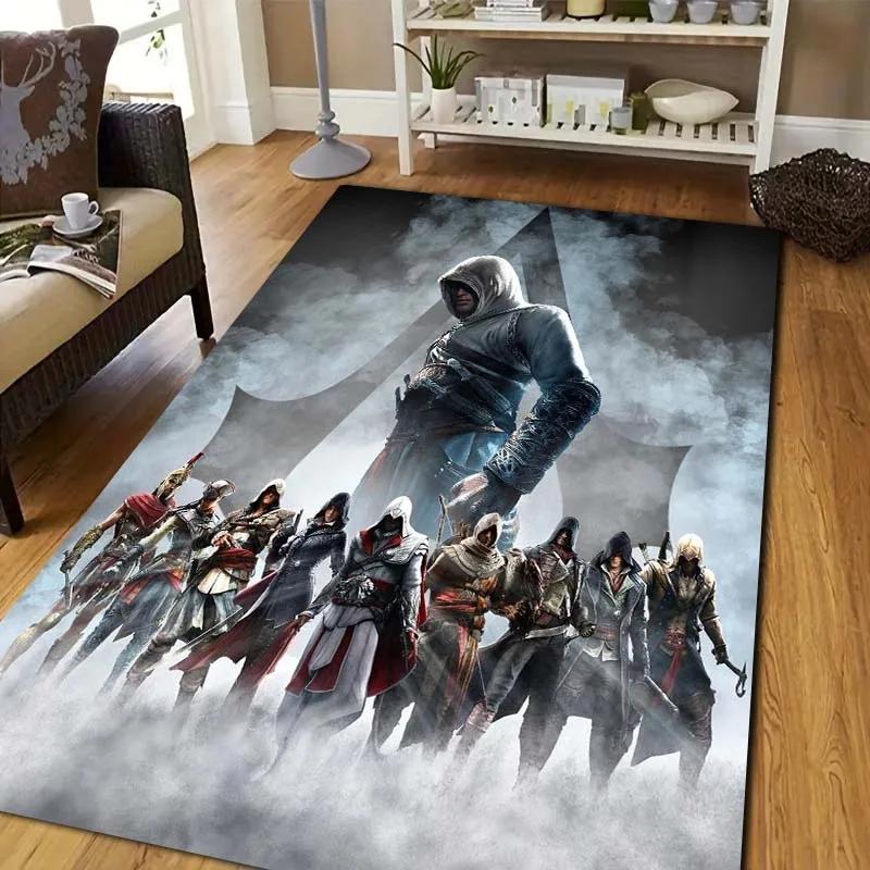 A-Assassin's Creed Logo Print Flannel Area Rug Non‑Slip Floor Mat For Couch Bedroom Living Room Indoor Home Decor carpet Gift