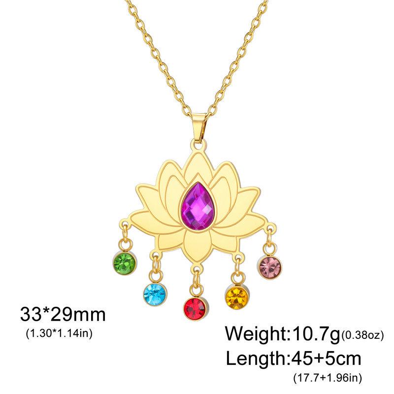 Lotus Strass Yoga Anhänger Halskette - Edelstahl Damenschmuck