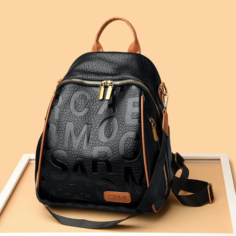 Schoolbag Premium Sense Embossed Letter Backpack Women's 1011 New Fashion Commuter Women's Backpack Versatile Large Capacity Schoolbag