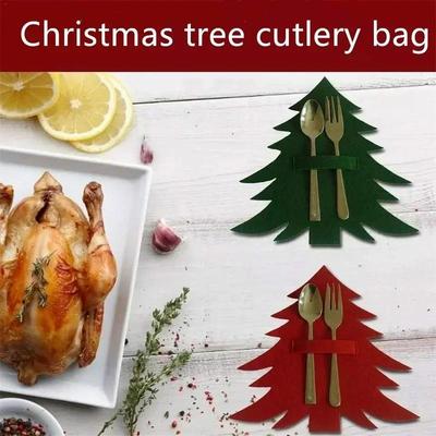 Haushaltsbedarf Rot und Grün Weihnachtsbaum Besteckset Weihnachtsbaum Besteckset Tischdekorationsartikel