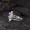 European and American new fashionable purple gemstone inlaid with luxury personalized women's ring