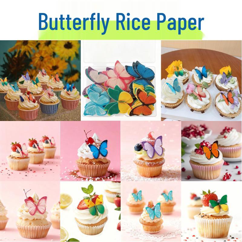 Decorazioni commestibili a forma di farfalla in carta di riso per torte - Ostia per uso alimentare per cottura e guarnizione.