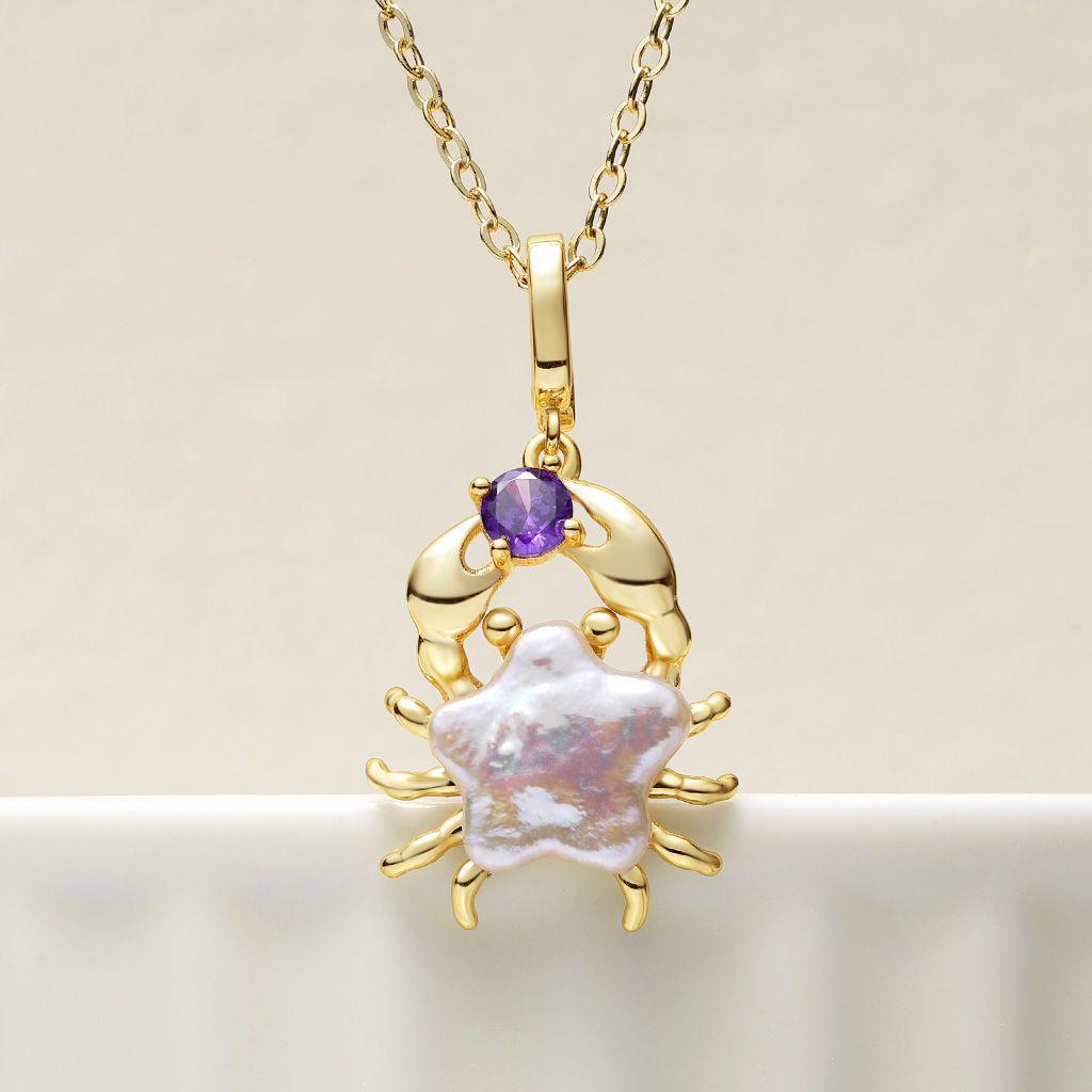 European Retro Ocean Series Whale & Goldfish Pendant Necklace, 18K Gold-Plated Copper