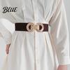 Wide Elastic Waist Belt 75cm Women's Belt, Stretch Fashionable with Slimming for Daily Commute Geometric Metal Buckle, Dress Corset Accessory