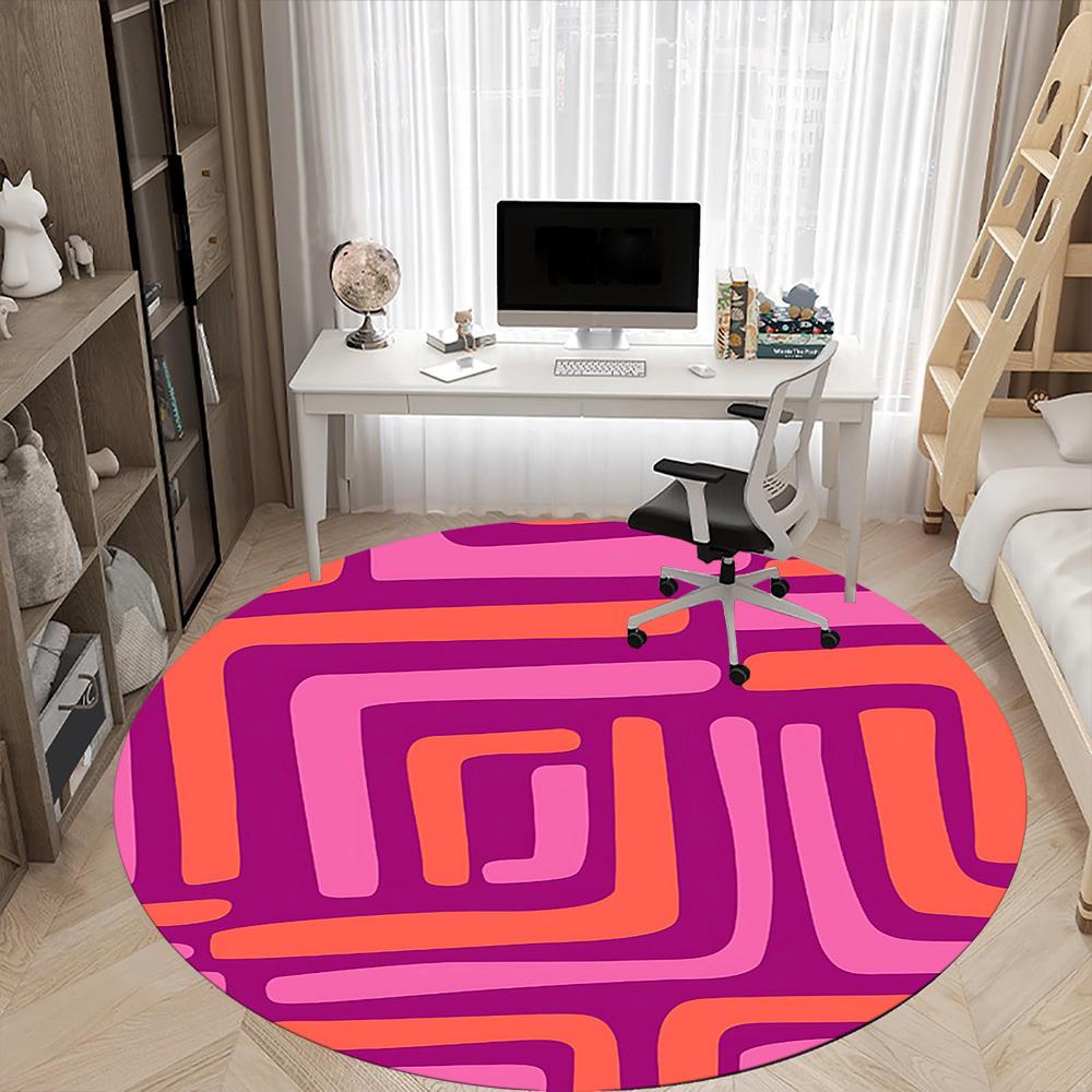 1PC Abstract Pattern Office Round Area Rug, Mat Suitable For Office, Under Office Chairs Bedroom Living Room Home Decor, Room Deco
