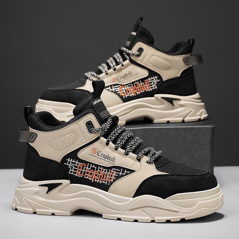 Men's Shoes Autumn 2024 New Trend Versatile Youth Leather Surface Casual Sports Running Shoes Heightening Dad Trendy Shoes