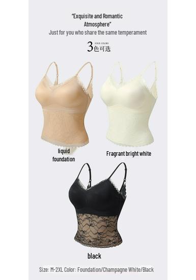 Women's Lace Camisole Silk Tank with Built-in Bra and Elegant Back Design
