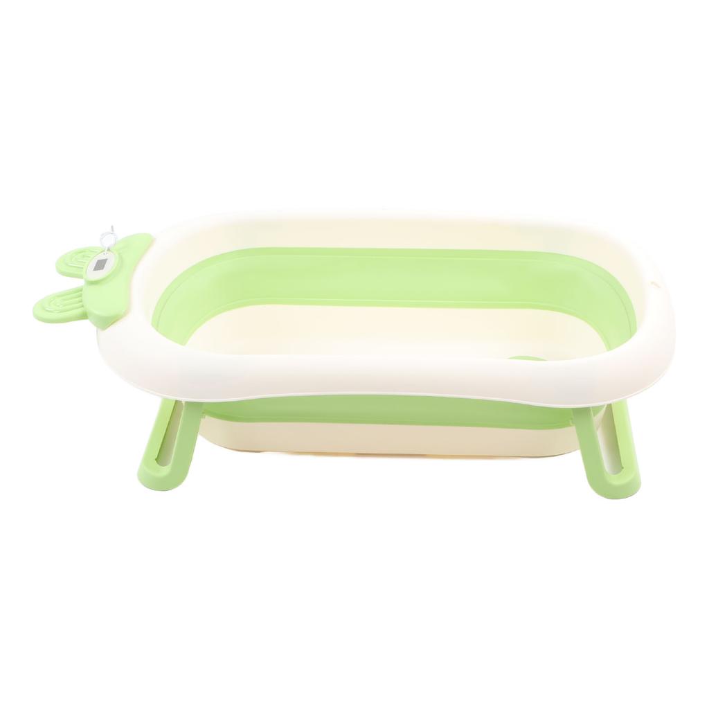 Collapsible Baby Bathtub Drain Hole Bunny Shape Infants Bathtub for Infant Travel Large Green