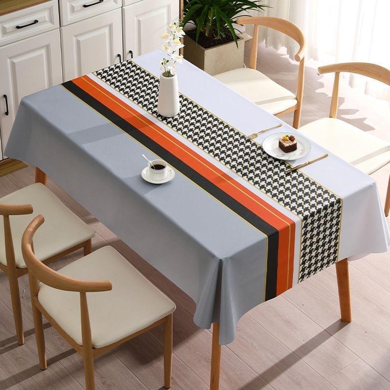 Nappe Rectangulaire Pied-de-Poule Classique Imperméable Résistante à l'Huile et aux Taches Lavable sans Essuyage Housse de Table de Cuisine Décoration de Maison