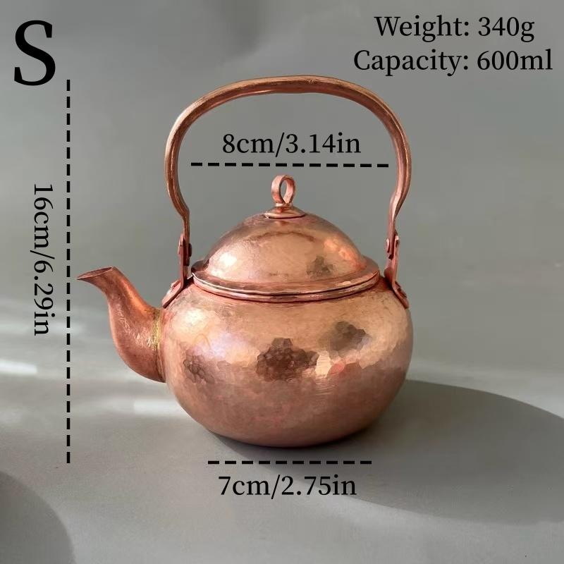 

Vintage Copper Coffee Pot,Camping Handcrafted Hammer Texture With lid Portable Kettle,Thickened Heat Resistant Filter Teapot