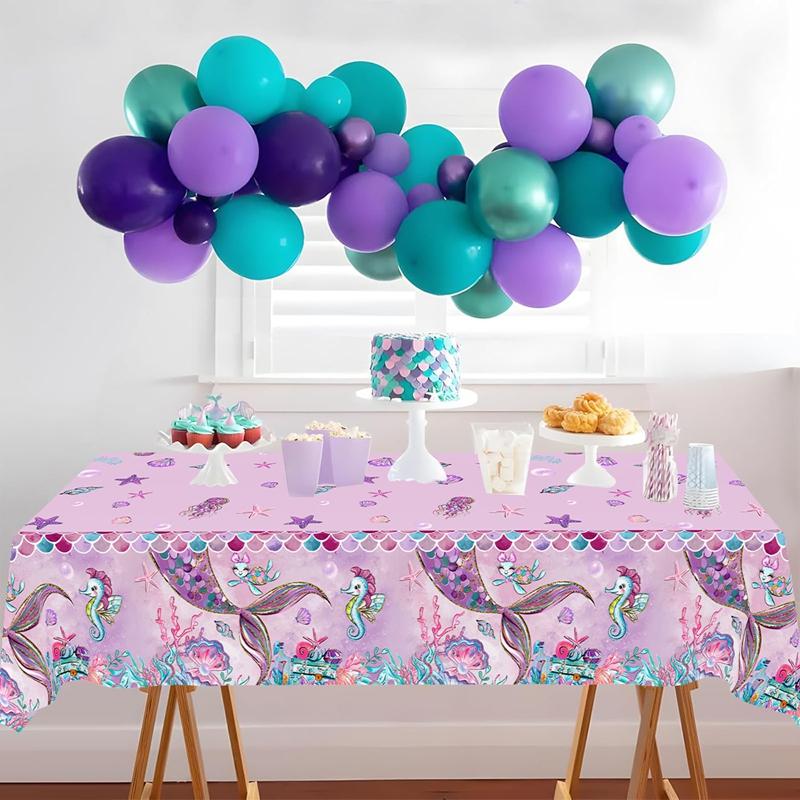 Little Mermaid Disposable Tablecloths Mermaid Birthday Party Decor 1st Birthday Girl Under the Sea Party Supplies Baby Shower