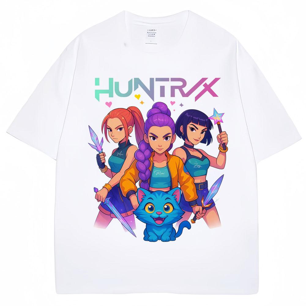 Kpop Anime Demon Hunters Huntrix Derpy Tiger Tshirt Men Women Aesthetic Vintage T Shirts Oversized Cotton Classic Street T-shirt