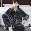 Men's Winter Coral Fleece Pajamas - Thickened Flannel, Outdoor-Friendly, One-Piece.