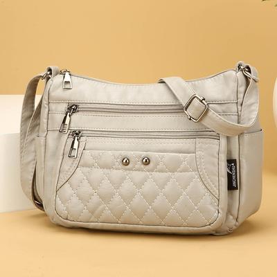 Soft Leather Women's Bag Retro Mother Bag Denim Large-capacity Casual Middle-aged Old Shoulder Messenger Bag Women