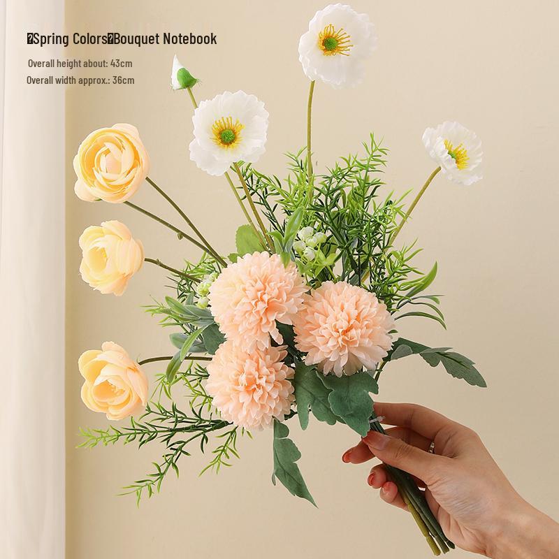 Elegant High-End Artificial Flowers with Ceramic Vase Decor – Luxurious Living Room Arrangement