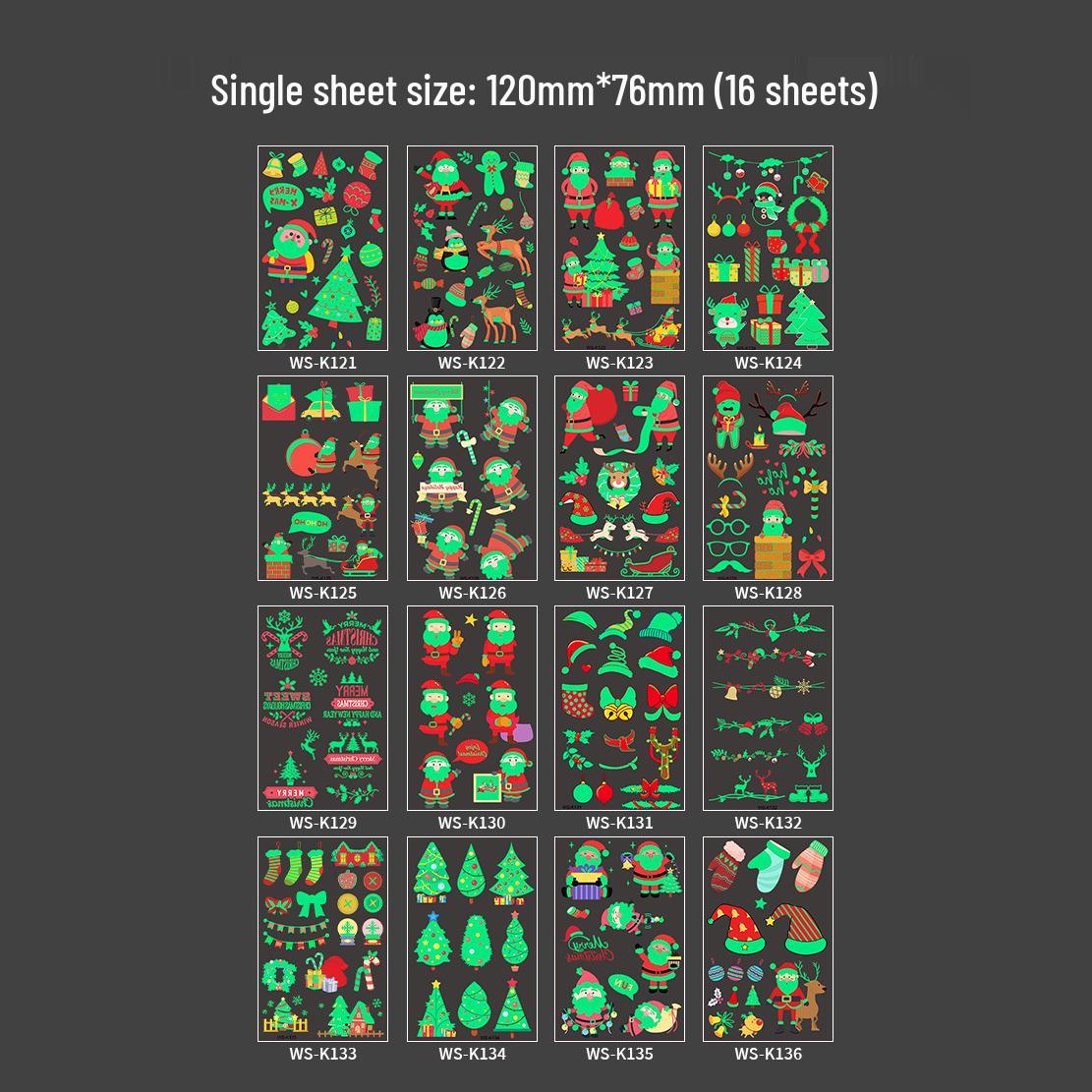 

Светящиеся в темноте рождественские тату-наклейки «Снежинки» для детей — водостойкие и устойчивые к поту 120*76mm, 2g/sheet