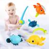 twoonto Baby Bath Toys, Wind Up Magnetic Fishing Games Toy with Fishing Net Floating Pool Bathtub Toys, Montessori Toys for Toddlers, Boys, Girls, 1 2