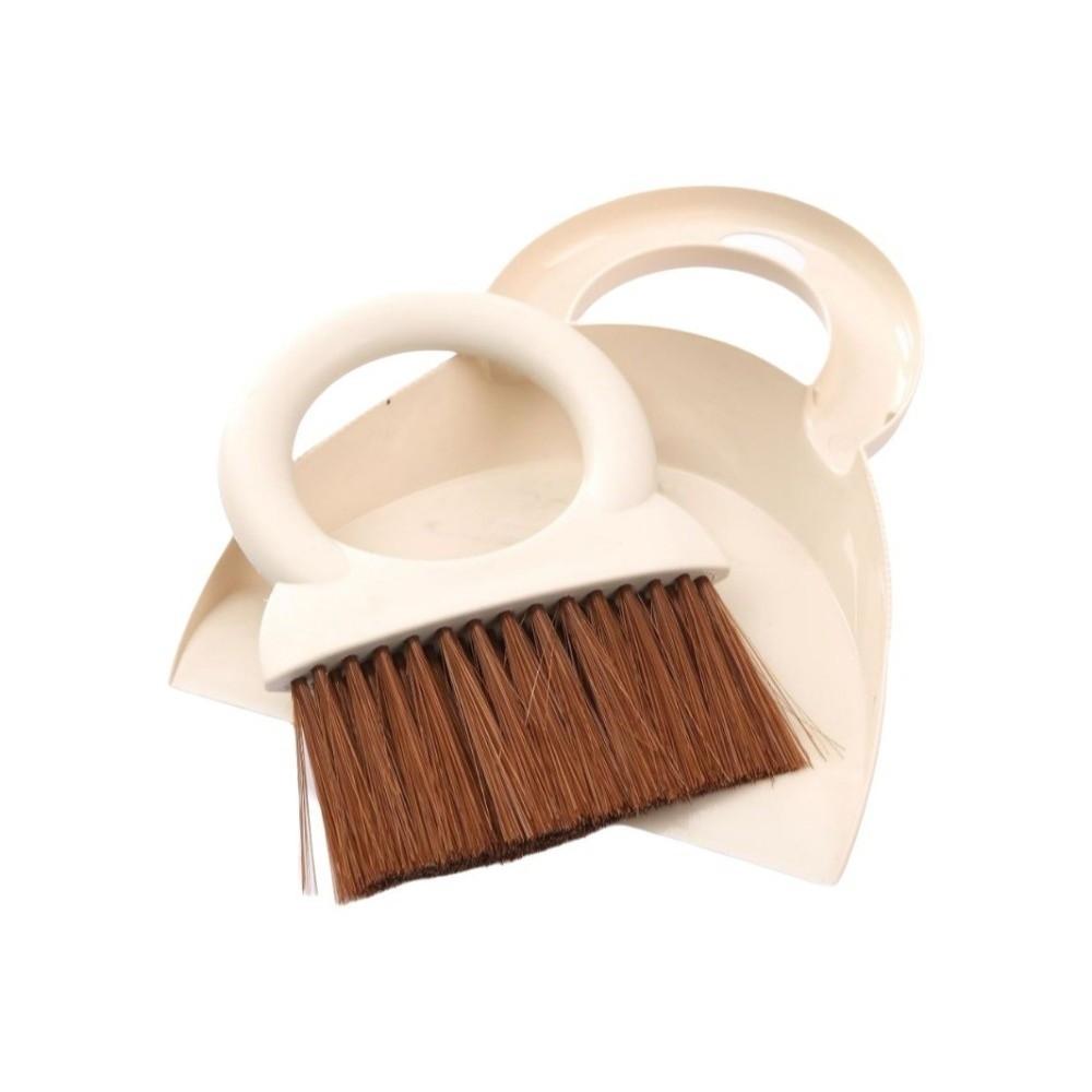 Compact Mini Dustpan and Brush Set Handheld Desktop Mini Broom Set  Keyboard Cleaning бежевый