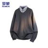 Romon Men's Faux Two-Piece Knitted Sweater