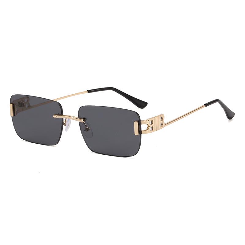 New sunglasses women's frameless trimmed marine slices double B personalized sunglasses anti-ultraviolet Europe and America